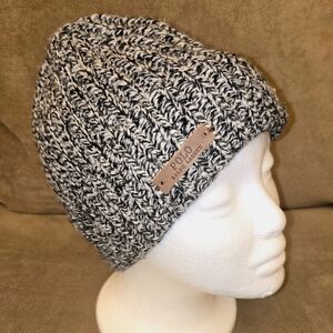 Polo by Ralph Lauren Black and White Cable Knit Beanie Hat